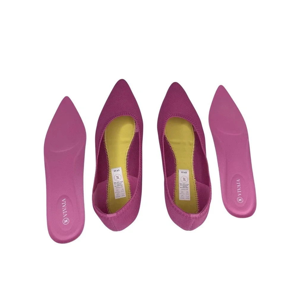 Vivaia Aria 5 Flats Point Womens Size 43 US 12 Pink Knit Slip On Comfort Shoes‎